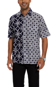 Classicmod Navy blue Cotton Handmade Block Batik Men Shirts Summer Beach Wear